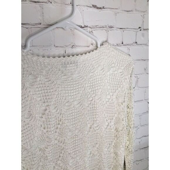 Vtg Reflections By Spiegel Missy Crochet Top White Off women’s S Pearl Beads Y2K - Picture 9 of 10